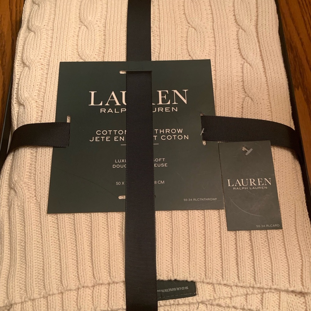 Ralph Lauren Cotton Knit Throw NIB
